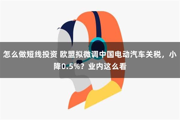 怎么做短线投资 欧盟拟微调中国电动汽车关税，小降0.5%？业内这么看