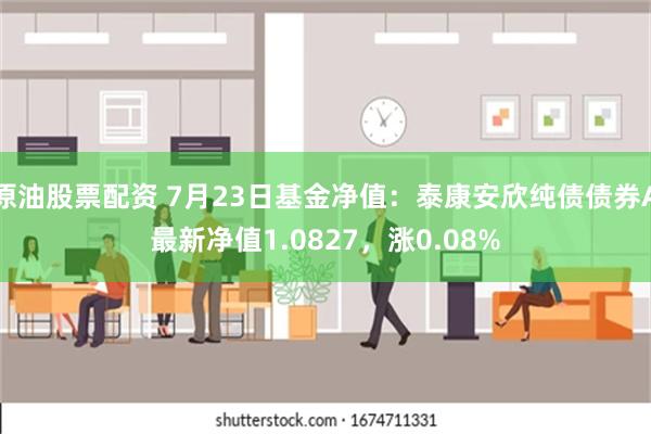 原油股票配资 7月23日基金净值：泰康安欣纯债债券A最新净值1.0827，涨0.08%