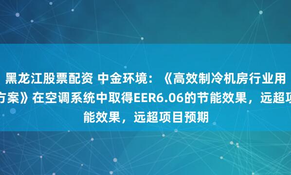 黑龙江股票配资 中金环境：《高效制冷机房行业用泵解决方案》在空调系统中取得EER6.06的节能效果，远超项目预期